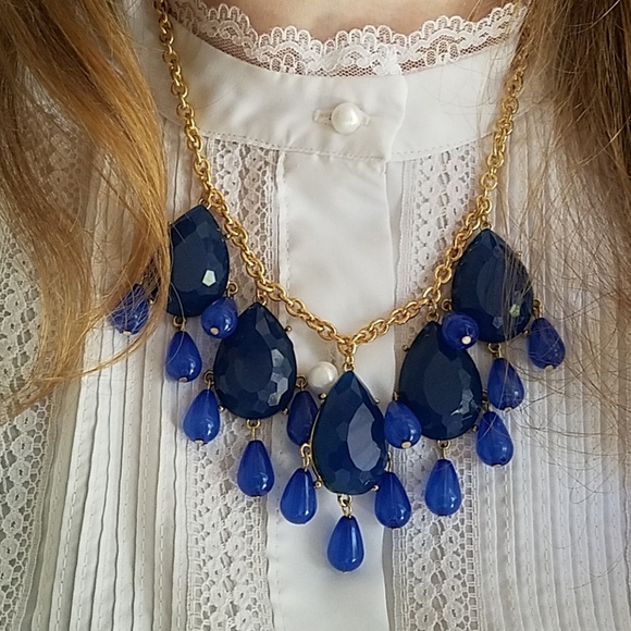 Jewelry - Blue and Gold Statement Necklace